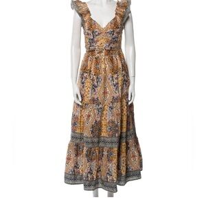 Caroline Constas Floral Maxi Dress in Blue and Orange